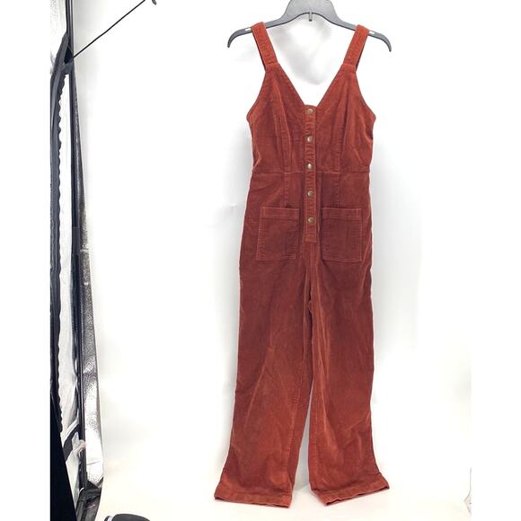 Universal Thread burnt orange corduroy cropped adjustable jumpsuit size 2 - Picture 1 of 9